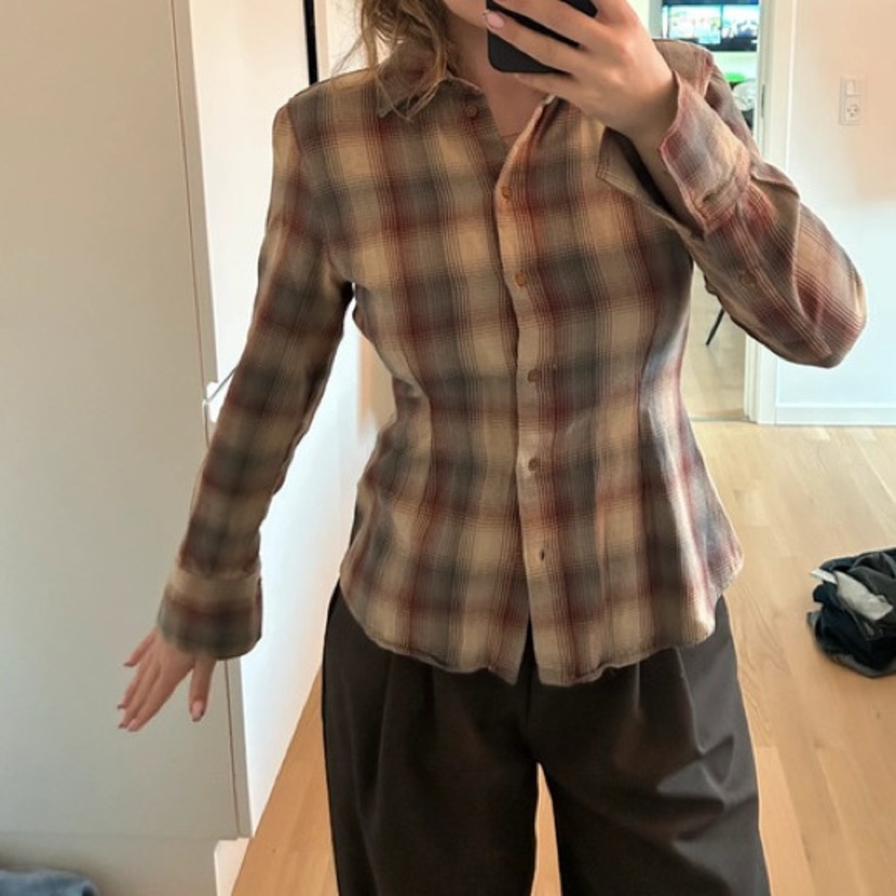 Zara Plaid Cinch Waist Shirt